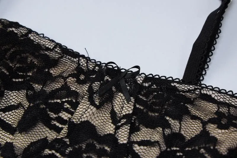 BerriesJam - Lace Button Backless Square Neck Cami Midi Skirt Set