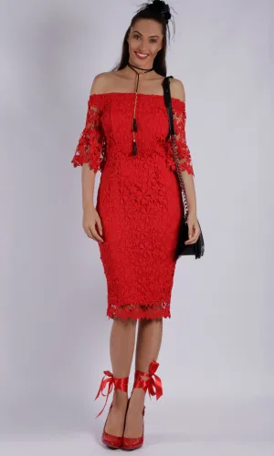 BS716012-4TB OFF SHOULDER LACE DRESS (Pack)