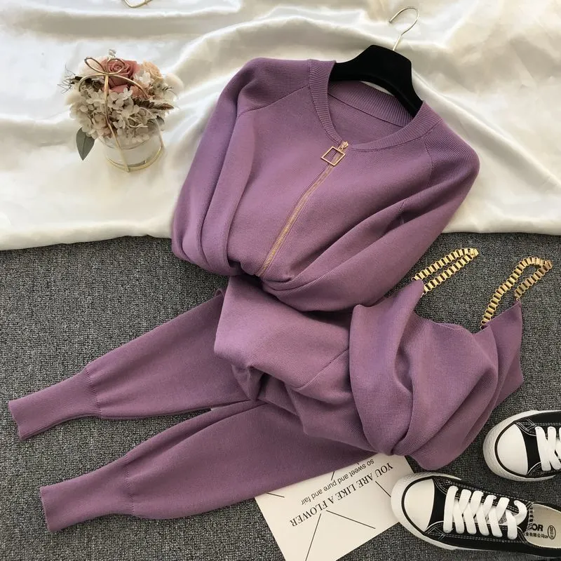 Cozy Knit 3 Pcs Suit