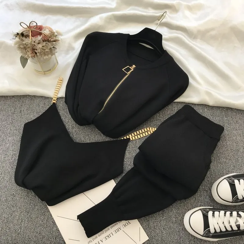 Cozy Knit 3 Pcs Suit