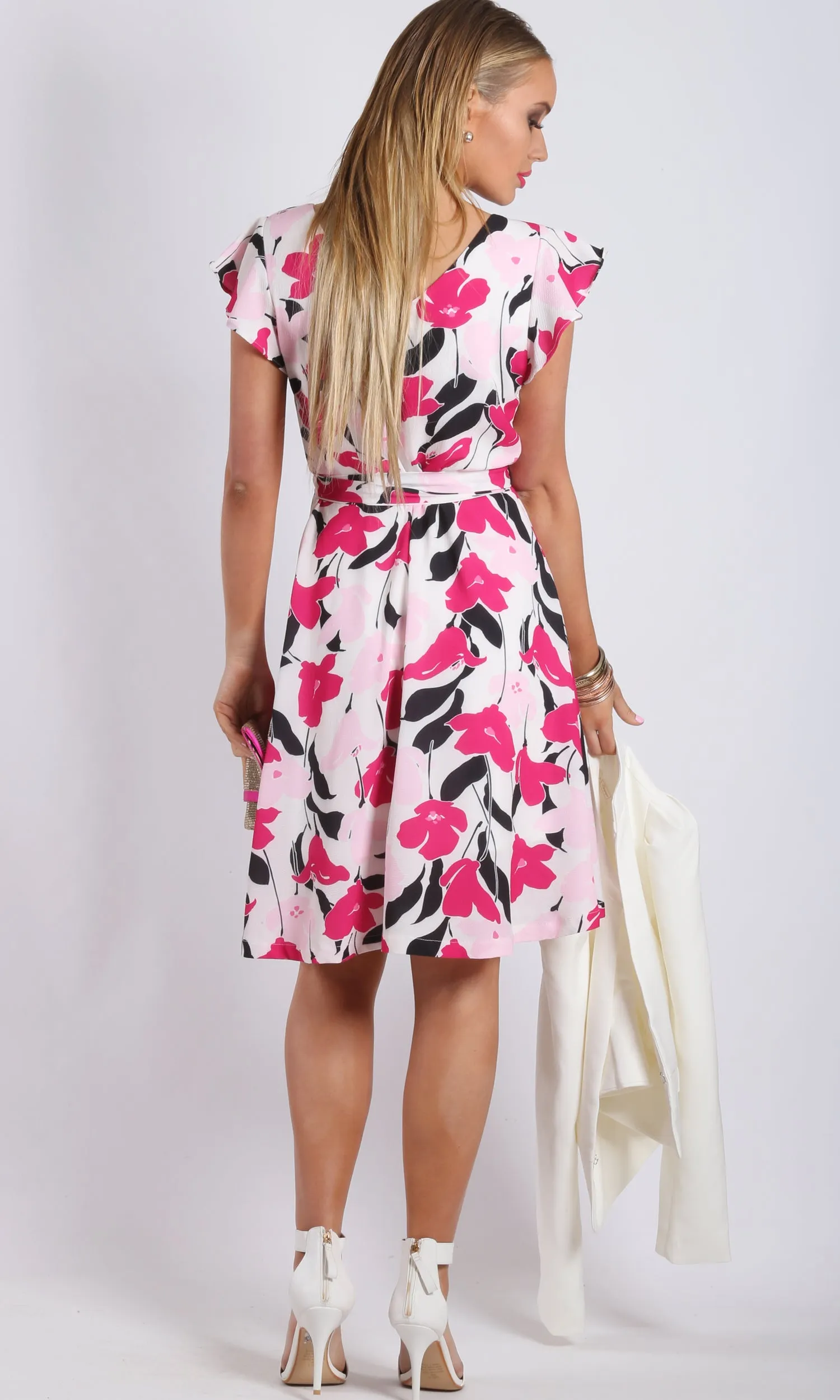 HS0082-8TB Pink Mono Wrap Dress (Pack) On Sale